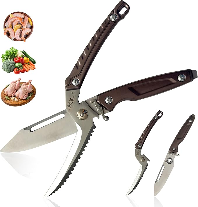 NextG Ideaz NGI-KS200 Detachable Heavy Duty Kitchen Shears Brown