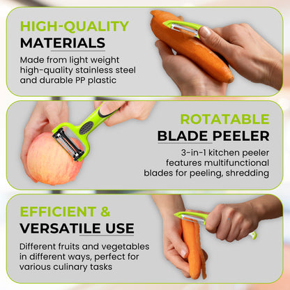 NextG Ideaz 3 In 1 Rotatable Stainless Steel Blade Vegetable Peeler