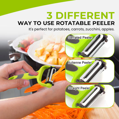 NextG Ideaz 3 In 1 Rotatable Stainless Steel Blade Vegetable Peeler