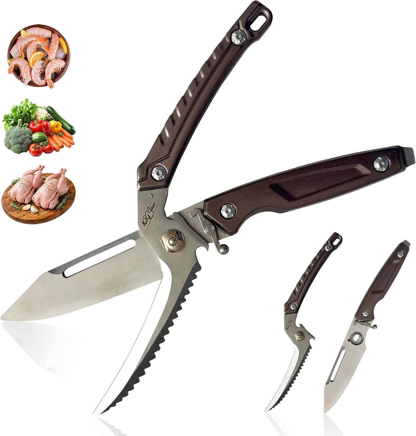 NextG Ideaz NGI-KS200 Detachable Heavy Duty Kitchen Shears Brown