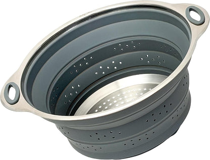NextG Ideaz Collapsible Silicone Colander Stainless Steel 24.1cm Gray