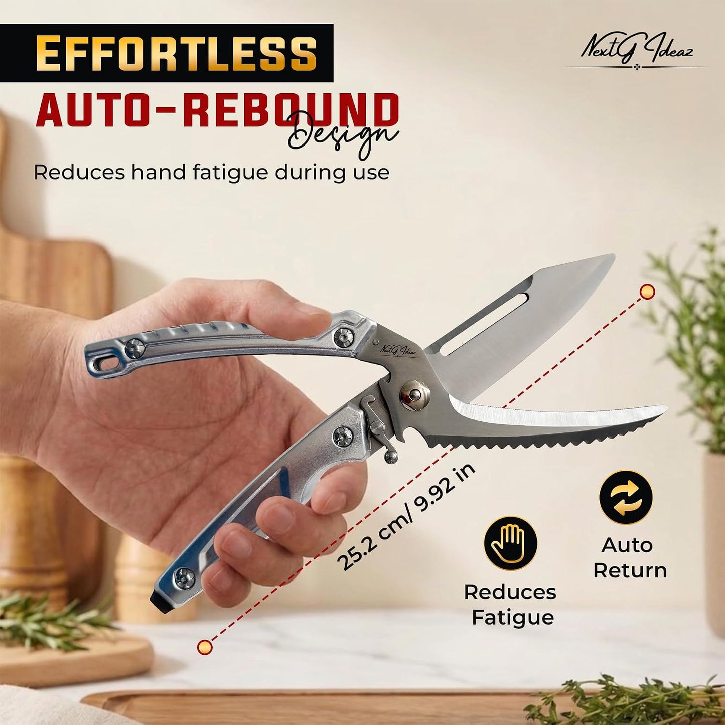 NextG Ideaz NGI-KS200 Detachable Heavy Duty Kitchen Shears Silver