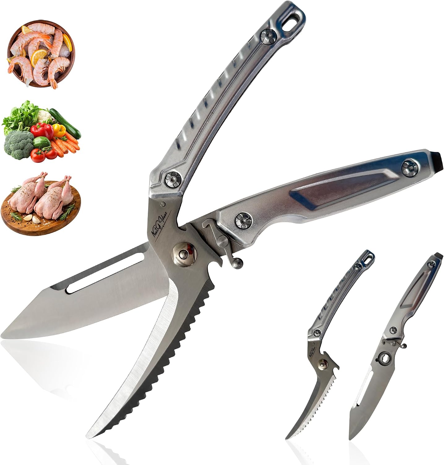 NextG Ideaz NGI-KS200 Detachable Heavy Duty Kitchen Shears Silver