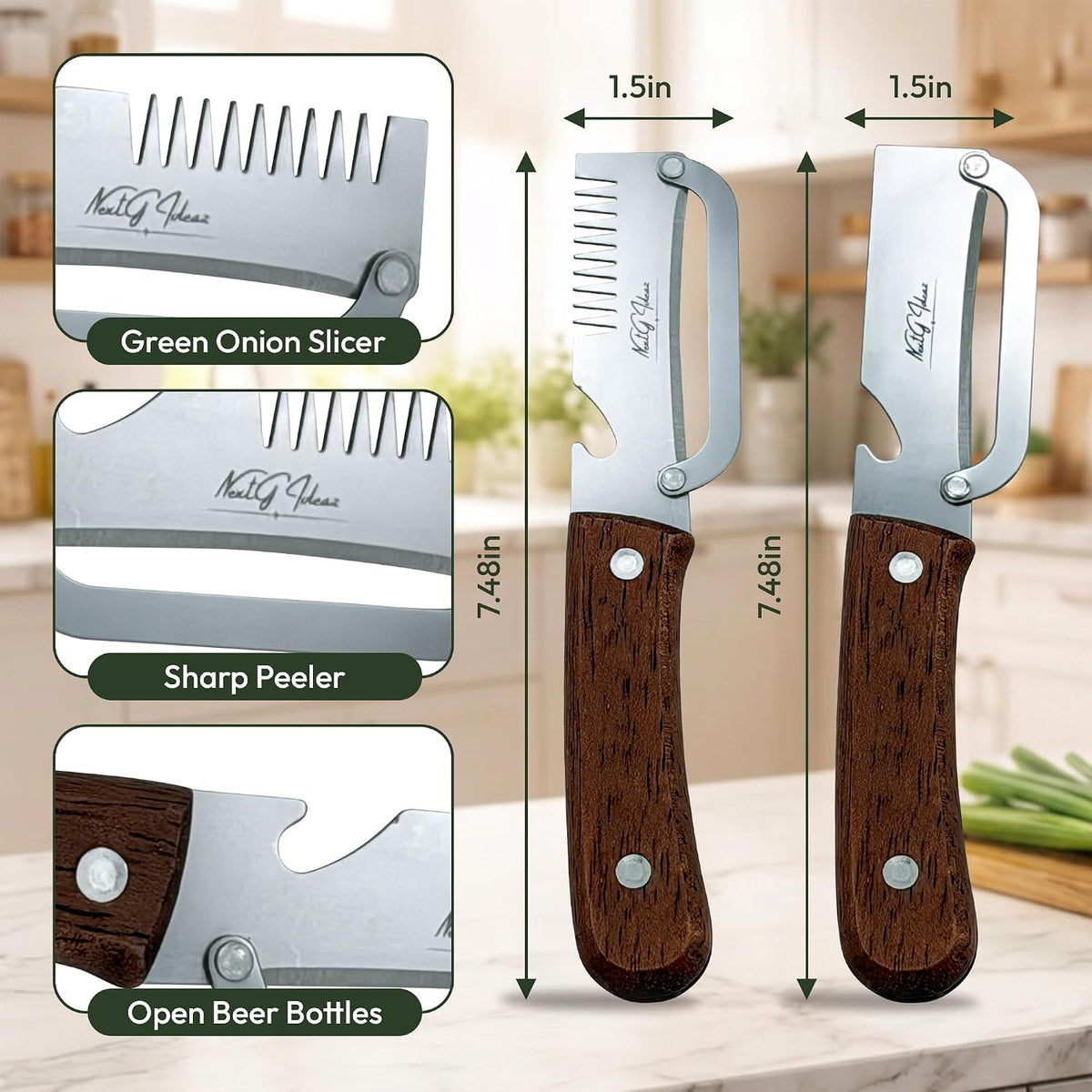 NextG Ideaz Multifunctional Vegetable Peeler Set Stainless Steel Brown