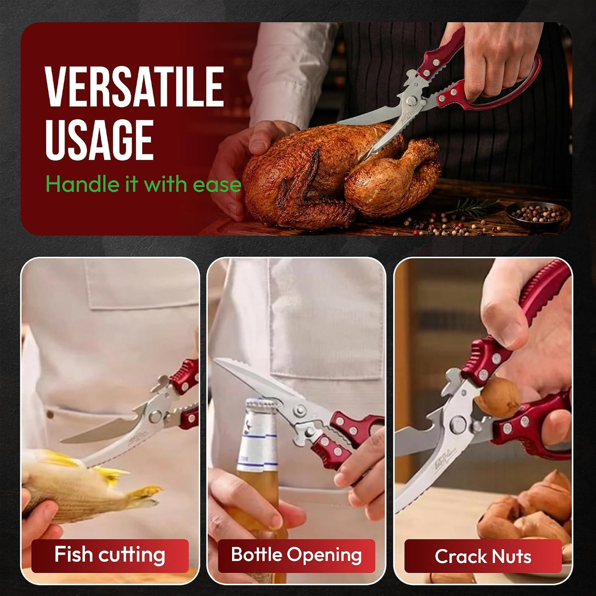 NGI-KS100-RD Multipurpose Heavy Duty Poultry Shears