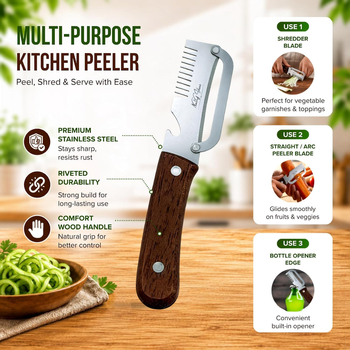 NextG Ideaz Multifunctional Vegetable Peeler Set Stainless Steel Brown