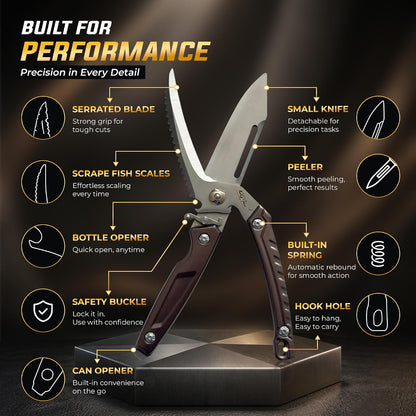 NextG Ideaz NGI-KS200 Detachable Heavy Duty Kitchen Shears Brown