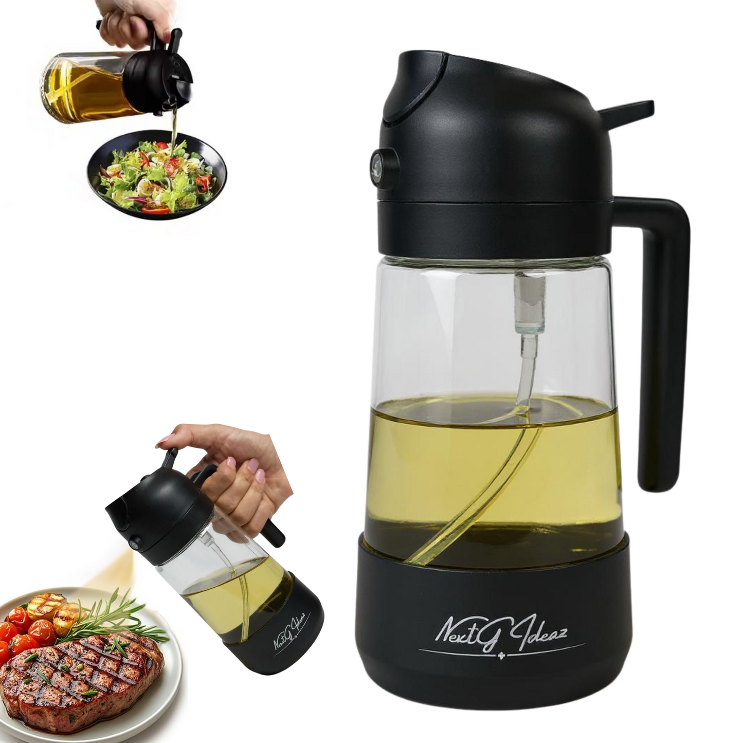 Oil Dispenser, 2 In 1 Cooking Oil Sprayer and Pourer, Non-Drip Spout