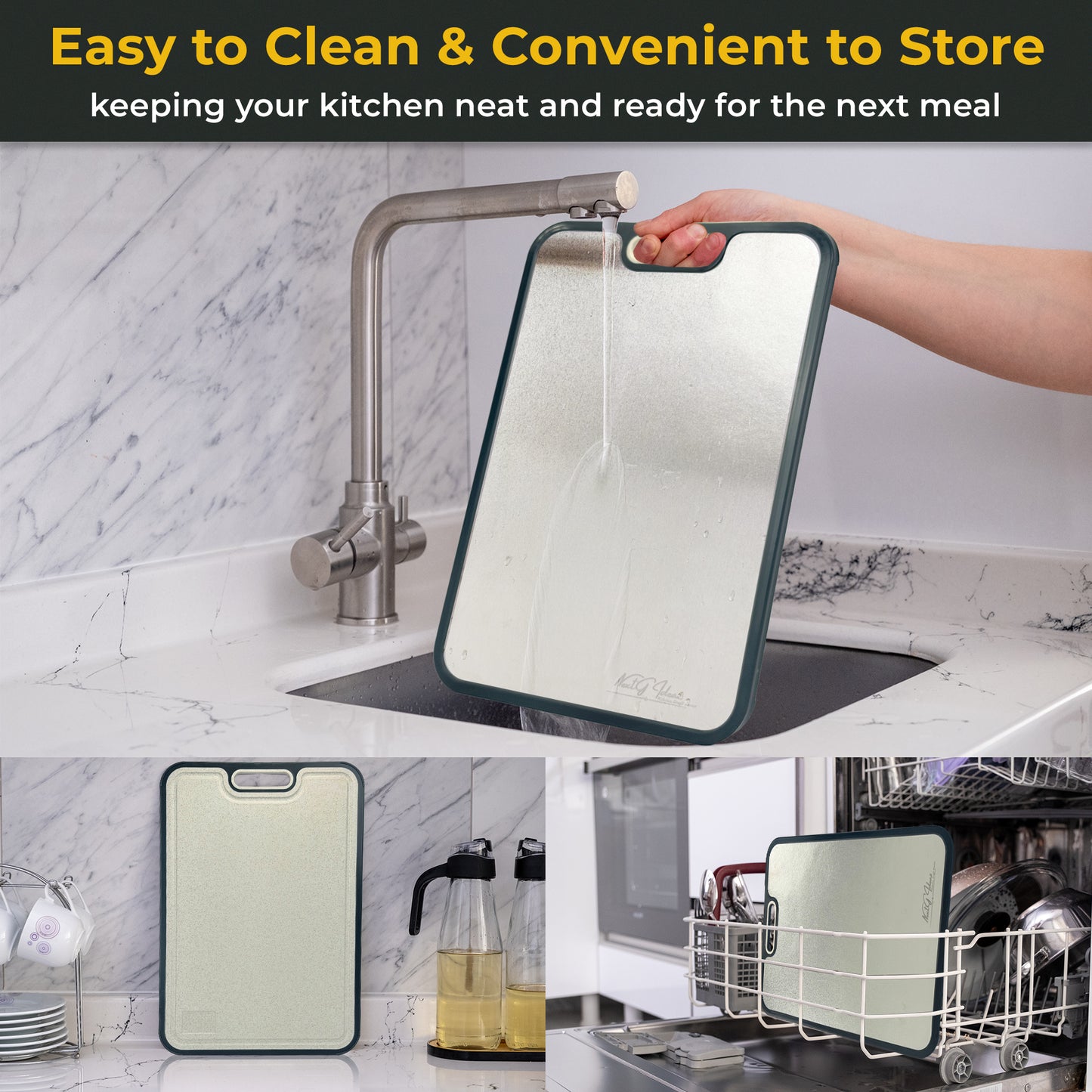 NextG Ideaz Double-Sided Cutting Board, 15x10in, Titanium & Wheat Straw PP