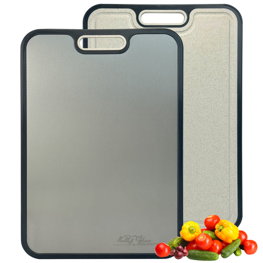 NextG Ideaz Double-Sided Cutting Board, 15x10in, Titanium & Wheat Straw PP