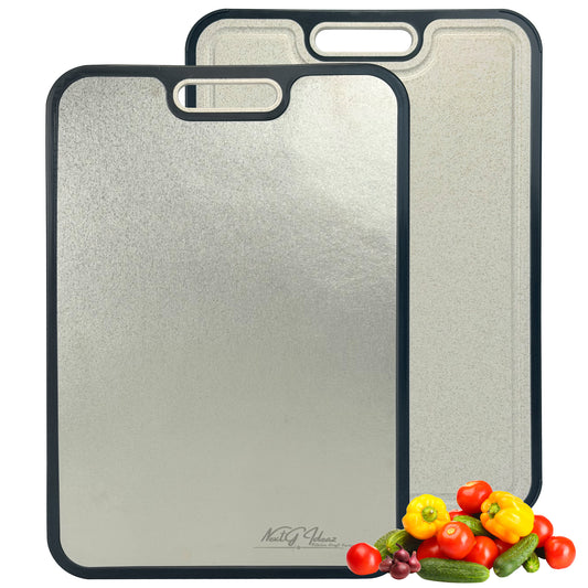 NextG Ideaz Double-Sided Cutting Board, 15x10in, Titanium & Wheat Straw PP