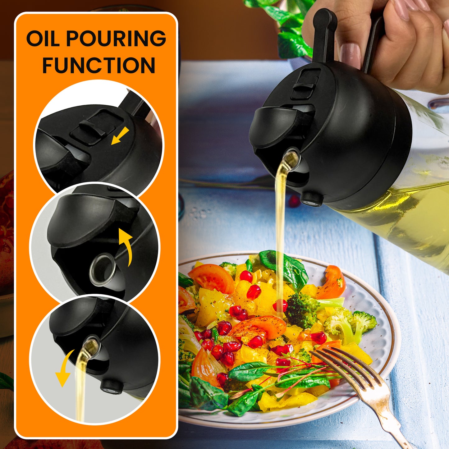Oil Dispenser, 2 In 1 Cooking Oil Sprayer and Pourer, Non-Drip Spout