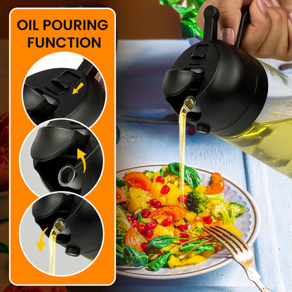 Oil Dispenser, 2 In 1 Cooking Oil Sprayer and Pourer, Non-Drip Spout
