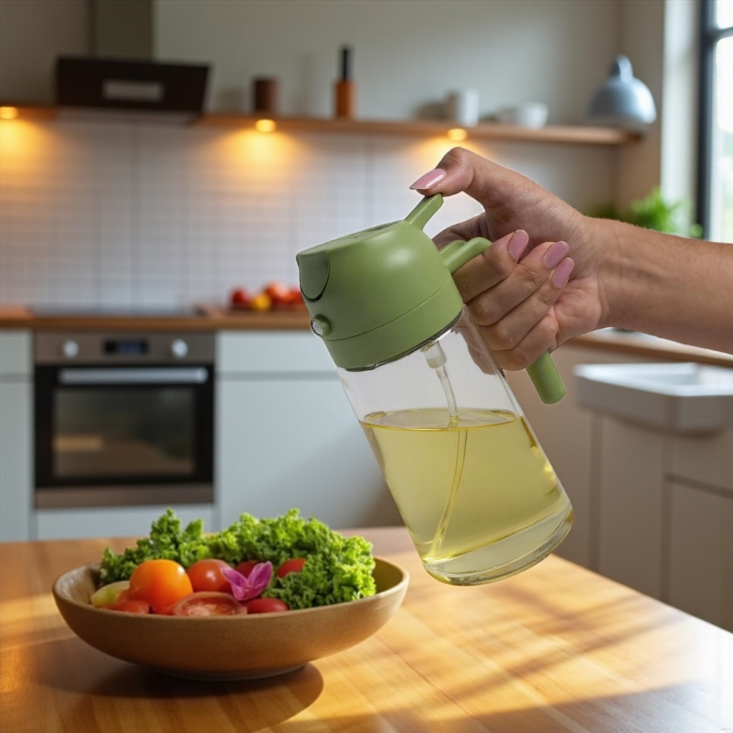 Oil Dispenser, 2 In 1 Cooking Oil Sprayer and Pourer, Non-Drip Spout