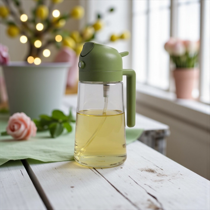 Oil Dispenser, 2 In 1 Cooking Oil Sprayer and Pourer, Non-Drip Spout