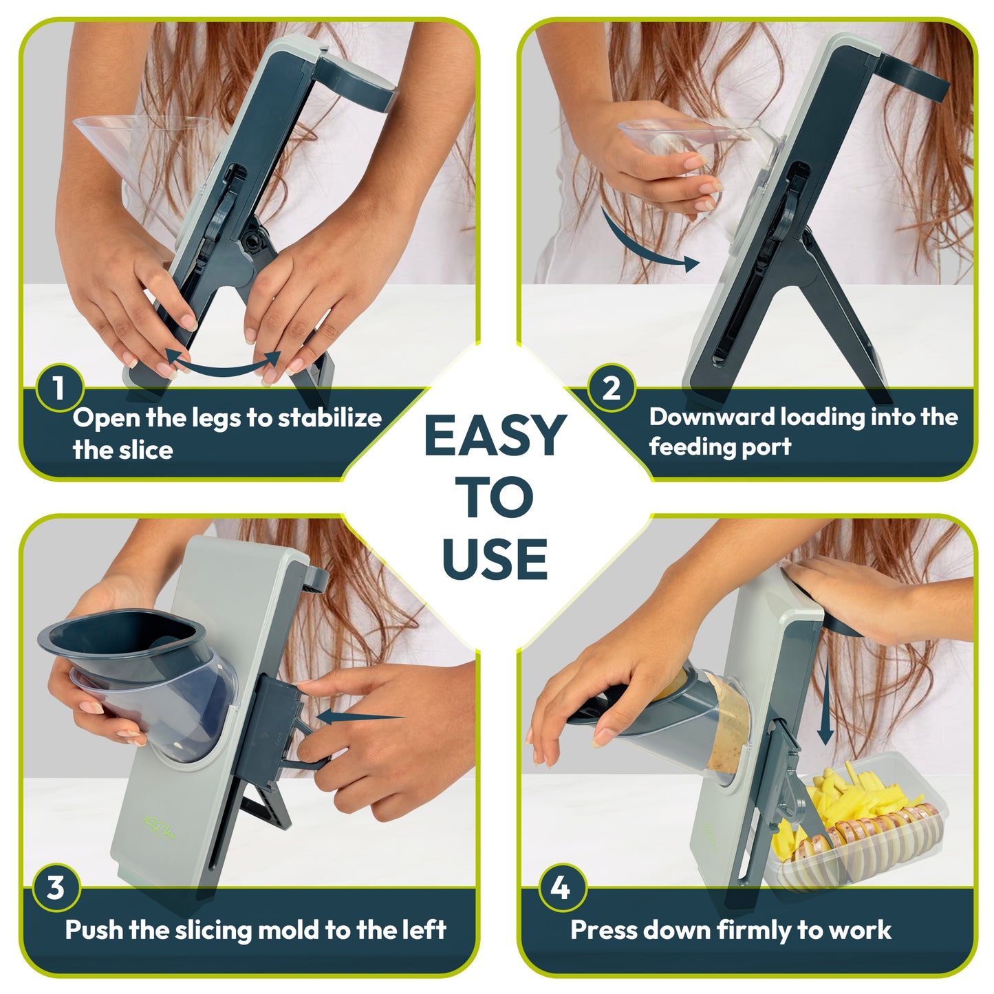 Nextg Ideaz Multifunctional Safe Mandoline Vegetable Chopper Slicer 4-in-1 - Gray/Blue