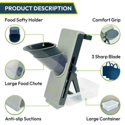 Nextg Ideaz Multifunctional Safe Mandoline Vegetable Chopper Slicer 4-in-1 - Gray/Blue