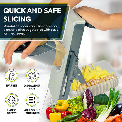 Nextg Ideaz Multifunctional Safe Mandoline Vegetable Chopper Slicer 4-in-1 - Gray/Blue